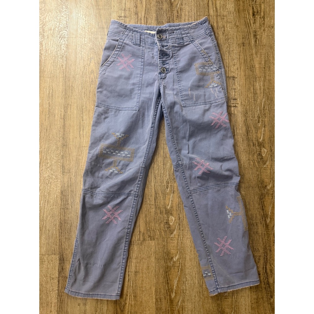 Pilcro and the Letterpress The Wanderer Embroidered Utility Pants Blue 26
